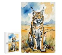 Rompecabezas para Adultos 1000 PCS Eurasian Lynx Watercolor Painting Rompecabezas para Adultos Juegos Relajantes Mejora La Memoria Difícil Y Desafiante 1000 PCS
