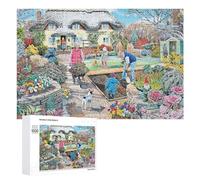 Rompecabezas para Adultos 1000 PCS Family Garden Day A Cozy Cottage Scene Rompecabezas para Adultos Juguete Decoración De Pared Regalos para Mujeres Gran Regalo para Juegos 1000 PCS