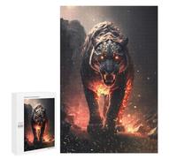 Rompecabezas para Adultos 1000 PCS Fiery Tiger Stalking Rompecabezas para Adultos Juegos Familiares Corte De Precisión Cumpleaños Y Navidad 1000 PCS