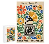Rompecabezas para Adultos 1000 PCS Floral Vinyl Fair California Poster Rompecabezas para Adolescentes Desafío Educativo para Aliviar El Estrés Cumpleaños 1000 PCS