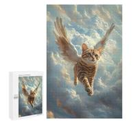 Rompecabezas para Adultos 1000 PCS Flying Cat with Wings Bengal Cat Angel Rompecabezas para Adultos Juegos Familiares Corte De Precisión Cumpleaños Y Navidad 1000 PCS