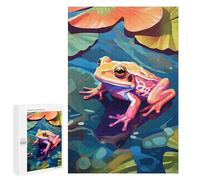Rompecabezas para Adultos 1000 PCS Frog on A Lake Painting Rompecabezas para Adultos Juegos Relajantes Mejora La Memoria Cumpleaños Y Navidad 1000 PCS