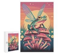 Rompecabezas para Adultos 1000 PCS Frog with Wings on Mushrooms Rompecabezas para Adultos Juegos Relajantes Difícil Regalos para Amigos Y Familiares 1000 PCS
