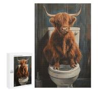 Rompecabezas para Adultos 1000 PCS Funny Highland Cow Toilet Rompecabezas para Adultos Juegos Relajantes Una Obra De Arte Regalo De Cumpleaños, Regalos, 1000 PCS