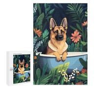 Rompecabezas para Adultos 1000 PCS German Shepherd in A Bathub Rompecabezas Juegos Relajantes Análisis Y Lógica Cumpleaños Y Navidad 1000 PCS