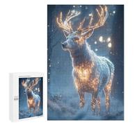 Rompecabezas para Adultos 1000 PCS Glowing Deer in Winter Forest Rompecabezas para Adultos Juegos Familiares Regalo De Cumpleaños Regalos De Cumpleaños 1000 PCS