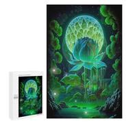Rompecabezas para Adultos 1000 PCS Glowing Lotus Night Scene Rompecabezas para Adultos Juego De Ingenio Decoración Perfecta Cumpleaños Y Navidad 1000 PCS