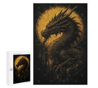 Rompecabezas para Adultos 1000 PCS Golden Dragon with Sun Background Rompecabezas para Adultos Juegos Divertidos Decoración Desafiante De Completar 1000 PCS