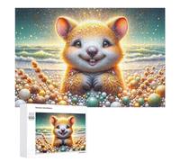 Rompecabezas para Adultos 1000 PCS Golden Hamster on Beach Rompecabezas para Adultos Juego De Ingenio Decoración Perfecta Cumpleaños Y Navidad 1000 PCS