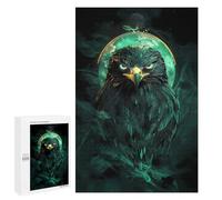 Rompecabezas para Adultos 1000 PCS Green Eagle Falcon Bird with Moon Rompecabezas para Adultos Juego Práctico Mejora La Memoria Regalos para Amigos Y Familiares 1000 PCS