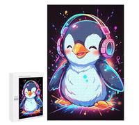 Rompecabezas para Adultos 1000 PCS Happy Penguin Headphones Rompecabezas para Adultos Juegos Familiares Corte De Precisión Cumpleaños Y Navidad 1000 PCS