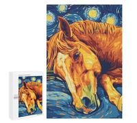 Rompecabezas para Adultos 1000 PCS Horse in Starry Night Style Rompecabezas para Adultos Juegos Divertidos Decoración Desafiante De Completar 1000 PCS