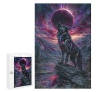 Rompecabezas para Adultos 1000 PCS Howling Wolf Eclipse Fantasy Art Juego De Rompecabezas para Ejercitar La Mente Corte De Precisión Interacción Entre Padres E Hijos 1000 PCS