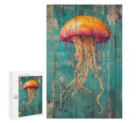 Rompecabezas para Adultos 1000 PCS Jellyfish on Teal Wood Beach House Decor Rompecabezas para Adultos Juegos Familiares Alivia El Estrés Regalo De Cumpleaños, Regalos, 1000 PCS