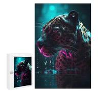 Rompecabezas para Adultos 1000 PCS Leopard Jaguar Neon Art Rompecabezas para Adultos Juego Práctico Mejora La Memoria Regalos para Amigos Y Familiares 1000 PCS