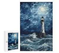 Rompecabezas para Adultos 1000 PCS Lighthouse by Night Rompecabezas para Adultos Juegos Familiares Alivia El Estrés Regalo De Cumpleaños, Regalos, 1000 PCS