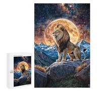 Rompecabezas para Adultos 1000 PCS Lion on Rock with Moon and Stars Rompecabezas para Adultos Juegos Relajantes Mejora La Memoria Difícil Y Desafiante 1000 PCS