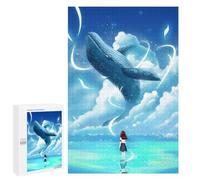 Rompecabezas para Adultos 1000 PCS Little Girl Whale Fish Rompecabezas para Adultos Juegos Familiares Alivia El Estrés Regalo De Cumpleaños, Regalos, 1000 PCS
