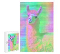 Rompecabezas para Adultos 1000 PCS Llama in Neon Glow Juego De Rompecabezas para Ejercitar La Mente Corte De Precisión Interacción Entre Padres E Hijos 1000 PCS