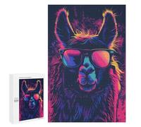 Rompecabezas para Adultos 1000 PCS Llama Sunglasses Retro Rompecabezas para Adultos Juegos Familiares Decoración del Hogar Regalos para Amigos Y Familiares 1000 PCS