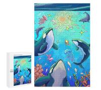Rompecabezas para Adultos 1000 PCS Love Orcas and Coral Reef Rompecabezas Juegos Relajantes Análisis Y Lógica Cumpleaños Y Navidad 1000 PCS