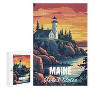 Rompecabezas para Adultos 1000 PCS Maine Lighthouse Sunset Rompecabezas para Adultos Juegos Relajantes Difícil Regalos para Amigos Y Familiares 1000 PCS