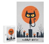 Rompecabezas para Adultos 1000 PCS Moonlit Curse - Black Cat Halloween Art Rompecabezas para Adultos Juegos Divertidos Decoración Desafiante De Completar 1000 PCS