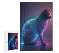 Rompecabezas para Adultos 1000 PCS Neon Cat Rompecabezas Juegos Relajantes Análisis Y Lógica Cumpleaños Y Navidad 1000 PCS