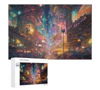 Rompecabezas para Adultos 1000 PCS Neon Future Cityscape Rompecabezas para Adultos Juegos Divertidos Pero Regalos Divertidos Y Humorísticos para Amigos Y Familiares 1000 PCS