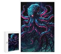 Rompecabezas para Adultos 1000 PCS Neon Octopus Fantasy Creature Illustration Rompecabezas para Adultos Juegos Divertidos Decoración Desafiante De Completar 1000 PCS