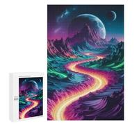 Rompecabezas para Adultos 1000 PCS Neon Road Through Mountains Rompecabezas para Adultos Juego De Ingenio Desafío Difícil 1000 PCS