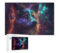 Rompecabezas para Adultos 1000 PCS Neon Wolf in Enchanted Forest Rompecabezas para Adultos Juegos Divertidos Pero Regalos Divertidos Y Humorísticos para Amigos Y Familiares 1000 PCS