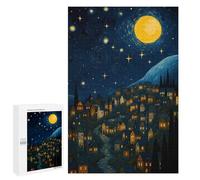 Rompecabezas para Adultos 1000 PCS Night Village Under Starry Sky Painting Rompecabezas para Adultos Juego De Ingenio Desafío Difícil 1000 PCS