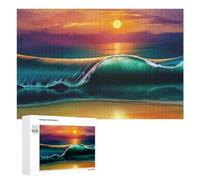 Rompecabezas para Adultos 1000 PCS Ocean Wave at Sunset Rompecabezas para Adolescentes Juego De Ingenio Carrera De Velocidad De Manos Regalos De Cumpleaños Y Únicos 1000 PCS