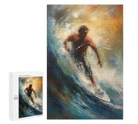 Rompecabezas para Adultos 1000 PCS Oil Painting of A Surfer Rompecabezas para Adolescentes Juego De Ingenio Análisis Y Lógica 1000 PCS