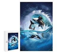 Rompecabezas para Adultos 1000 PCS Orcas Leaping Through Waves Rompecabezas para Adultos Juegos Familiares Regalo De Cumpleaños Regalos De Cumpleaños 1000 PCS