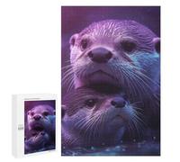 Rompecabezas para Adultos 1000 PCS Otter Duo in Purple Light Rompecabezas para Adolescentes Juego De Ingenio Análisis Y Lógica 1000 PCS