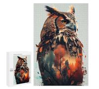 Rompecabezas para Adultos 1000 PCS Owl Double Exposure Rompecabezas para Adultos Juegos Relajantes Mejora La Memoria Cumpleaños Y Navidad 1000 PCS