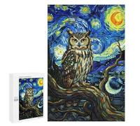 Rompecabezas para Adultos 1000 PCS Owl in Starry Night Style Painting Rompecabezas para Adultos Juegos Relajantes Mejora La Memoria Difícil Y Desafiante 1000 PCS