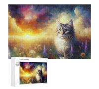 Rompecabezas para Adultos 1000 PCS Painted Cat Sunset Landscape Rompecabezas para Adultos Juego De Ingenio Decoración Perfecta Cumpleaños Y Navidad 1000 PCS