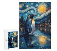 Rompecabezas para Adultos 1000 PCS Penguin Under Starry Night Rompecabezas para Adultos Juegos Divertidos Decoración Desafiante De Completar 1000 PCS
