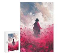Rompecabezas para Adultos 1000 PCS Pink Flower Field Hike Rompecabezas para Adolescentes Juegos Familiares Difícil Difícil 1000 PCS