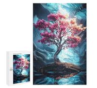 Rompecabezas para Adultos 1000 PCS Pink Tree in Blue Cave Rompecabezas para Adolescentes Juegos Relajantes Regalos para Mujeres Cumpleaños Y Navidad 1000 PCS