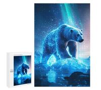 Rompecabezas para Adultos 1000 PCS Polar Bear in Aurora Borealis Rompecabezas para Adultos Juegos Relajantes Mejora La Memoria Cumpleaños Y Navidad 1000 PCS