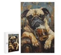 Rompecabezas para Adultos 1000 PCS Pug Dog Drinking Beer Rompecabezas para Adultos Desafío Difícil Rompecabezas Desafiante Juegos Familiares De Ingenio 1000 PCS