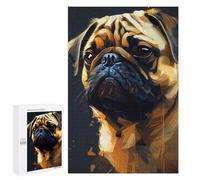 Rompecabezas para Adultos 1000 PCS Pug Painting Rompecabezas para Adultos Juegos Relajantes Mejora La Memoria Difícil Y Desafiante 1000 PCS