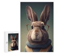 Rompecabezas para Adultos 1000 PCS Rabbit in Glasses and Sweater Rompecabezas para Adultos Juegos Relajantes Mejora La Memoria Cumpleaños Y Navidad 1000 PCS