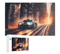 Rompecabezas para Adultos 1000 PCS Racing Through The Forest at Sunset Rompecabezas para Adultos Juegos Divertidos Pero Regalos Divertidos Y Humorísticos para Amigos Y Familiares 1000 PCS