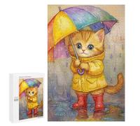 Rompecabezas para Adultos 1000 PCS Rainy Day Kitten-10 Rompecabezas para Adultos Actividades Familiares Entrena Tu Cerebro Y Tus Manos Juego De Desafío Único 1000 PCS