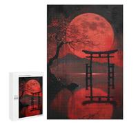 Rompecabezas para Adultos 1000 PCS Red Full Moon Holy Lake Rompecabezas para Adultos Juegos Relajantes Mejora La Memoria Cumpleaños Y Navidad 1000 PCS